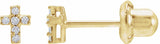 14K Yellow Gold .02 CTW Natural Diamond Cross Inverness® Piercing Stud Earrings