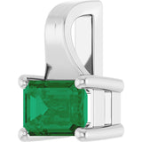 14K White Gold Lab-Grown Emerald Pendant