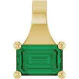 14K Yellow Gold Lab-Grown Emerald Pendant