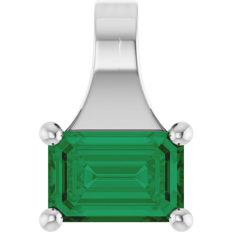 14K White Gold Lab-Grown Emerald Pendant
