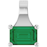 14K White Gold Lab-Grown Emerald Pendant