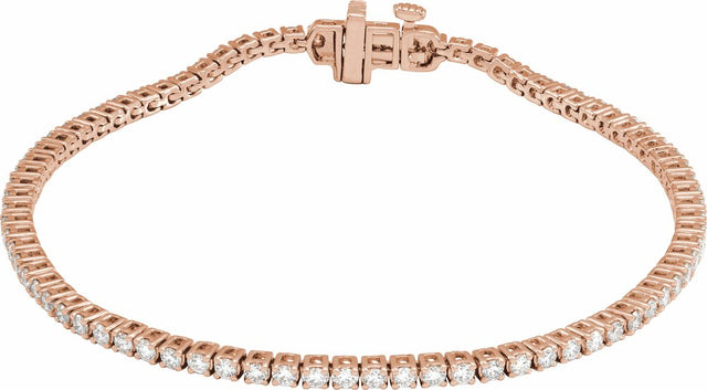 14K Rose 2 CTW Lab-Grown Diamond Line 7" Bracelet
