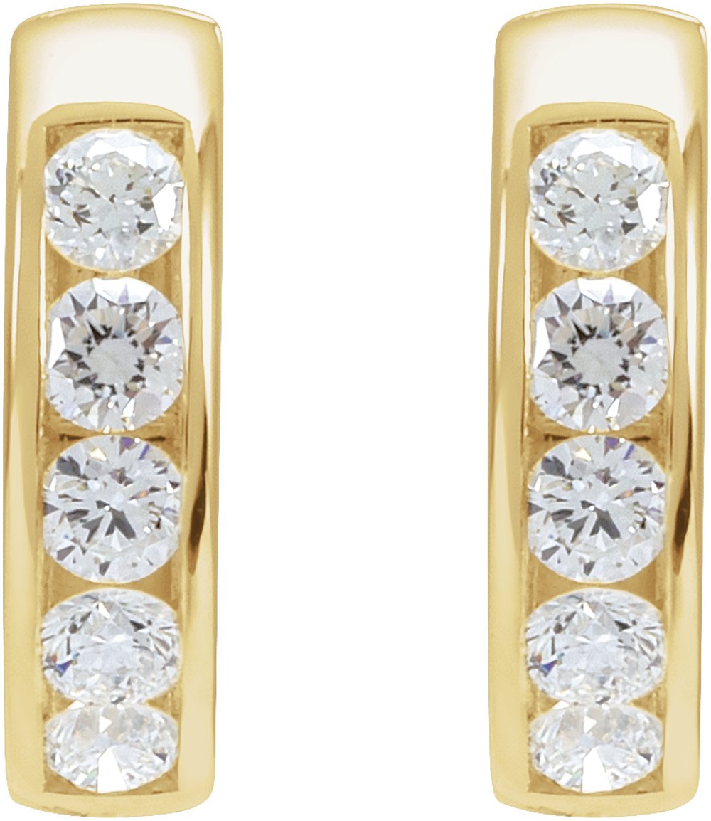 14K Yellow Gold 5/8 CTW Natural Diamond 14 mm Hinged Hoop Earrings