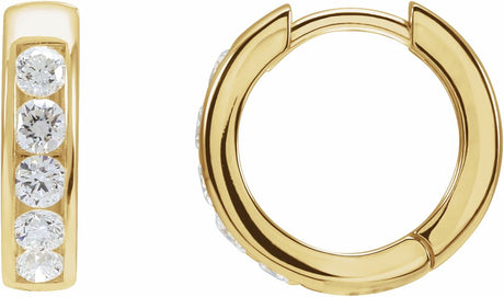 14K Yellow Gold 5/8 CTW Natural Diamond 14 mm Hinged Hoop Earrings