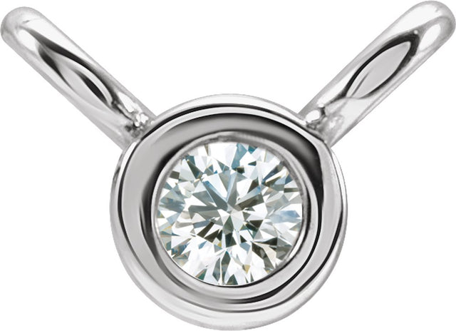 14K White .02 CT Lab-Grown Diamond Bezel-Set Necklace Center