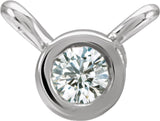 14K White .03 CT Lab-Grown Diamond Bezel-Set Necklace Center