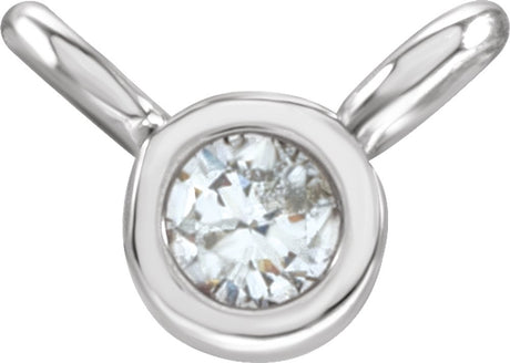 14K White .015 CT Natural Diamond Bezel-Set Necklace Center