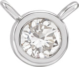 14K White 1/10 CT Natural Diamond Bezel-Set Necklace Center