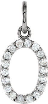 14K White .08 CTW Natural Diamond Numeral 0 Charm