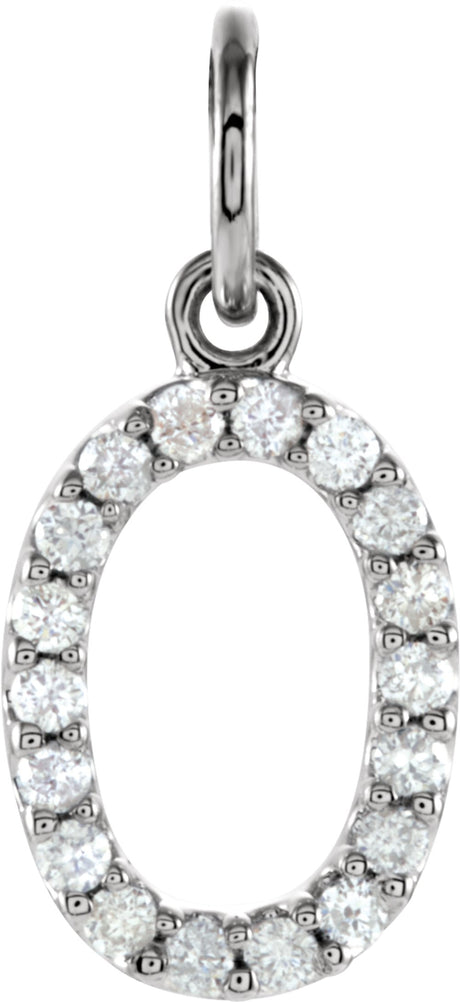 14K White .08 CTW Natural Diamond Numeral 0 Charm