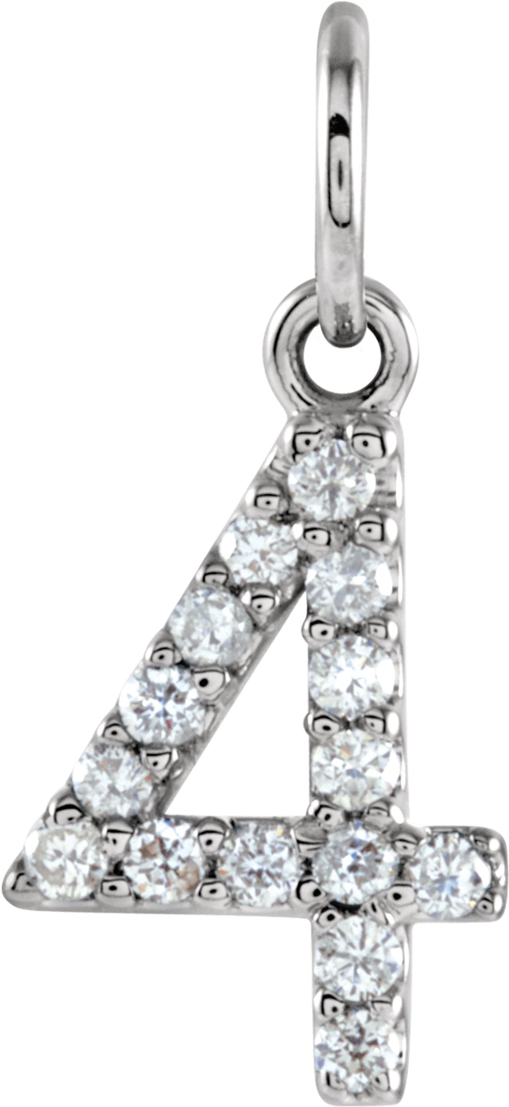 14K White Gold .07 CTW Natural Diamond Numeral 4 Charm/Pendant 