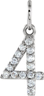 14K White Gold .07 CTW Natural Diamond Numeral 4 Charm/Pendant 
