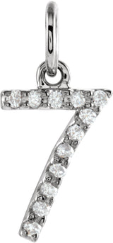 14K White .05 CTW Natural Diamond Numeral 7 Charm