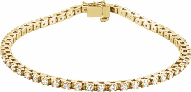 14K Yellow Gold 2 1/8 CTW Natural Diamond Line 7" Bracelet 
