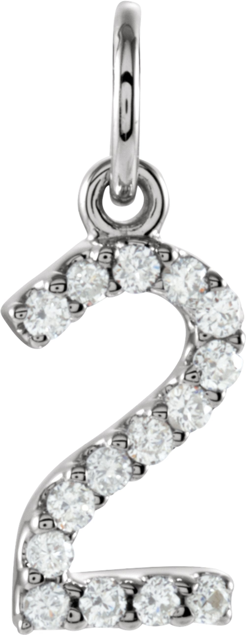 14K White Gold .07 CTW Natural Diamond Numeral 2 Charm/Pendant 
