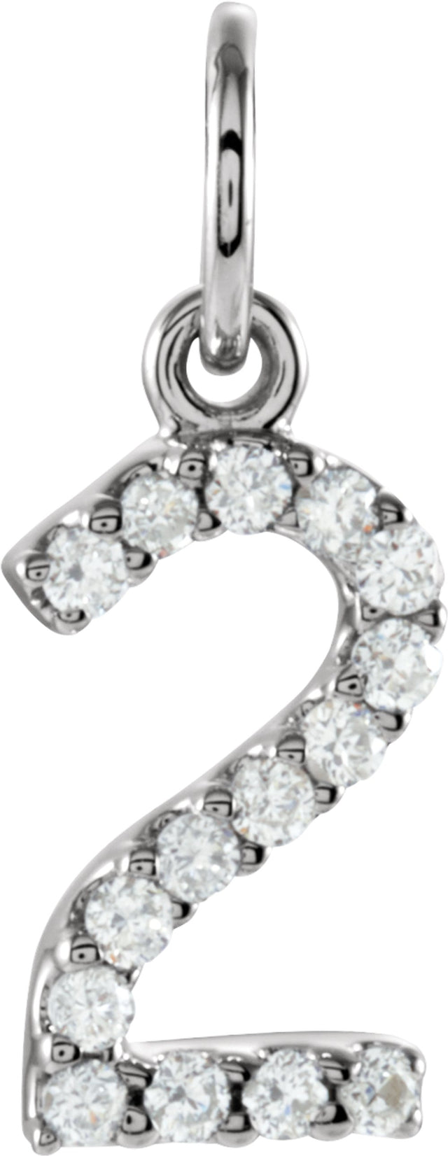 14K White Gold .07 CTW Natural Diamond Numeral 2 Charm/Pendant 