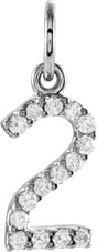 14K White Gold .07 CTW Natural Diamond Numeral 2 Charm/Pendant 
