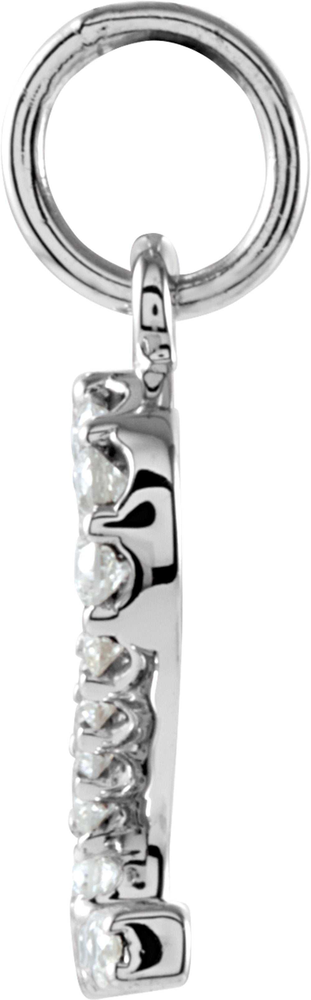 14K White .07 CTW Natural Diamond Numeral 2 Charm