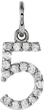 14K White .08 CTW Natural Diamond Numeral 5 Charm/Pendant 