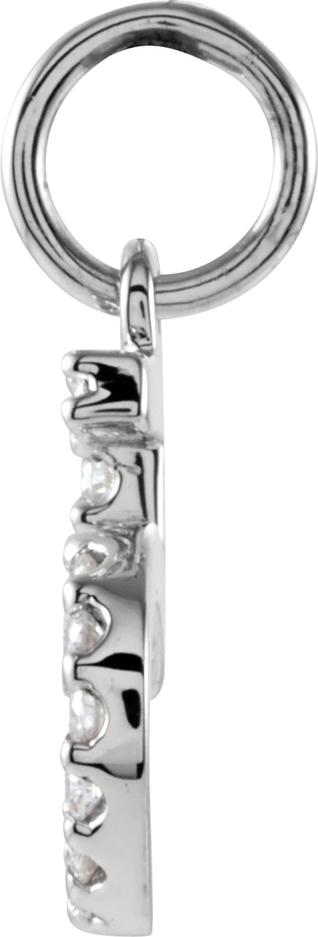 14K White Gold .08 CTW Natural Diamond Numeral 5 Charm/Pendant 