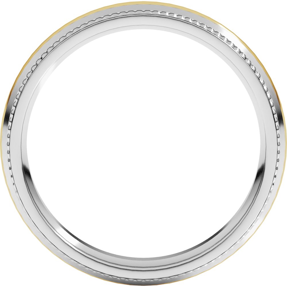 14K White/Yellow 4 mm Half Round Milgrain Comfort-Fit Band