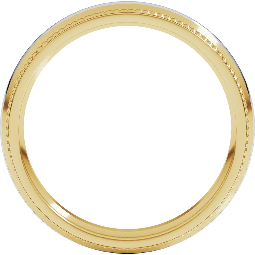 14K Yellow/White 4 mm Half Round Milgrain Comfort-Fit Band