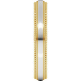 14K Yellow/White 4 mm Half Round Milgrain Comfort-Fit Band