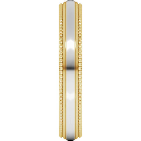 14K Yellow/White 4 mm Half Round Milgrain Comfort-Fit Band