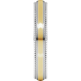 14K White/Yellow 4 mm Half Round Milgrain Comfort-Fit Band