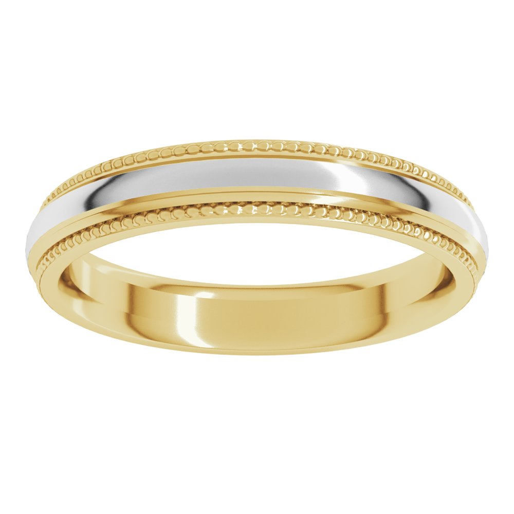14K Yellow/White 4 mm Half Round Milgrain Comfort-Fit Band