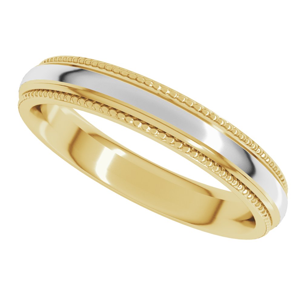14K Yellow/White 4 mm Half Round Milgrain Comfort-Fit Band