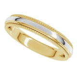 14K Yellow/White 4 mm Half Round Milgrain Comfort-Fit Band