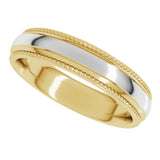 14K Yellow/White 5 mm Half Round Milgrain Comfort-Fit Band