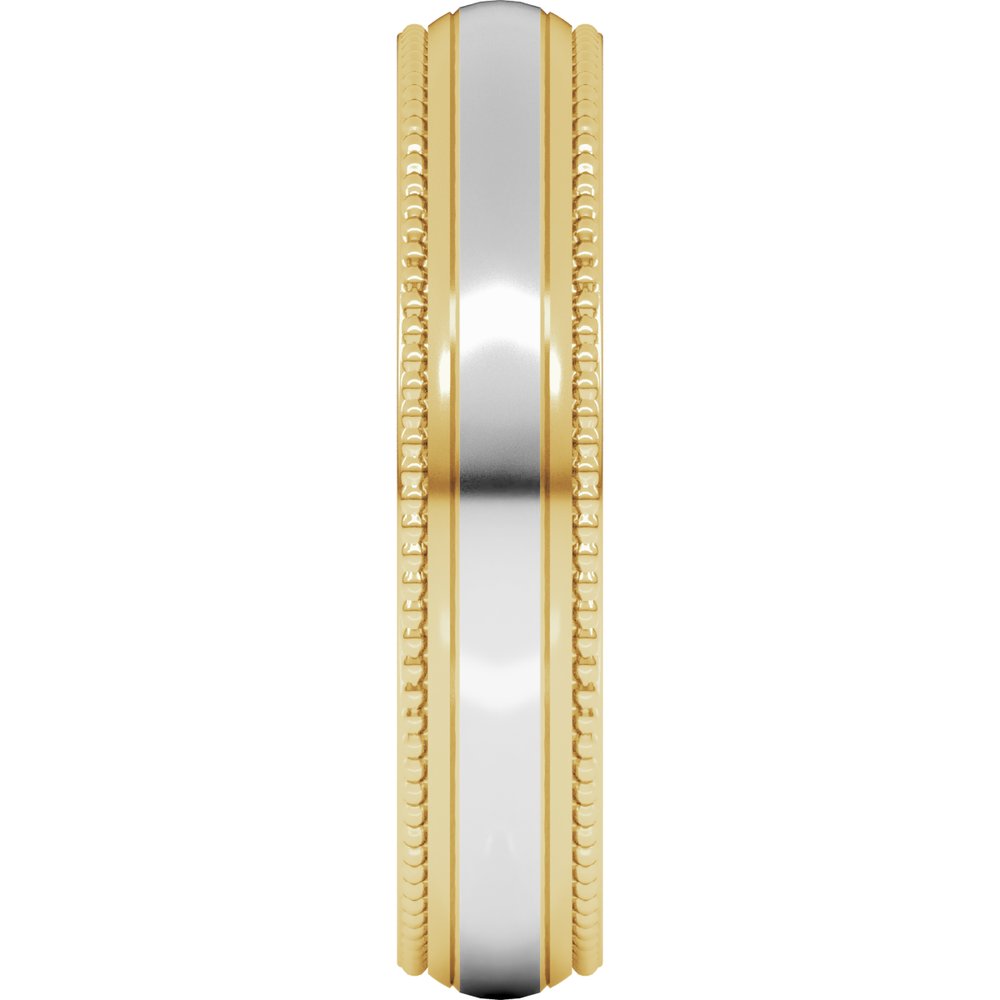 14K Yellow/White 5 mm Half Round Milgrain Comfort-Fit Band