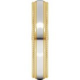 14K Yellow/White 5 mm Half Round Milgrain Comfort-Fit Band