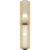 14K Yellow/White 5 mm Half Round Milgrain Comfort-Fit Band
