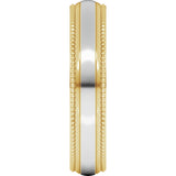 14K Yellow/White 5 mm Half Round Milgrain Comfort-Fit Band