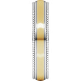 14K White/Yellow 5 mm Half Round Milgrain Comfort-Fit Band