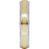 14K White/Yellow 5 mm Half Round Milgrain Comfort-Fit Band