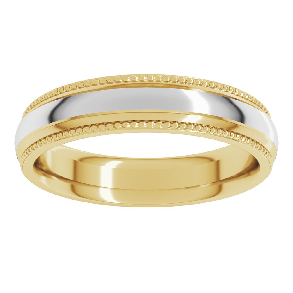 14K Yellow/White 5 mm Half Round Milgrain Comfort-Fit Band