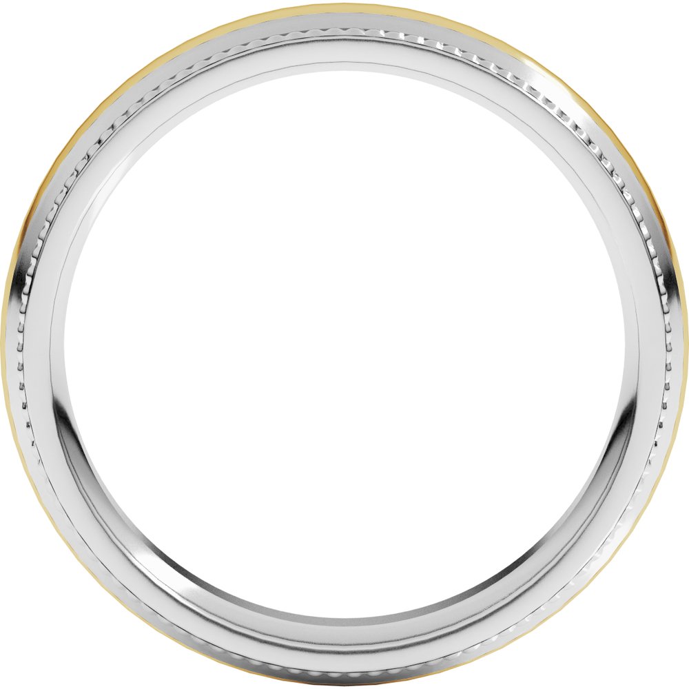 14K White/Yellow 5 mm Half Round Milgrain Comfort-Fit Band