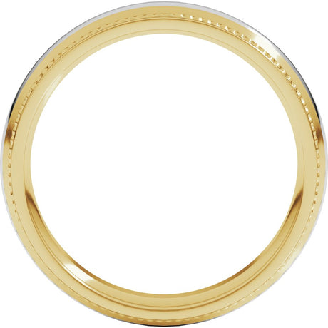 14K Yellow/White 5 mm Half Round Milgrain Comfort-Fit Band