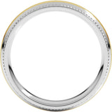 14K White/Yellow 5 mm Half Round Milgrain Comfort-Fit Band
