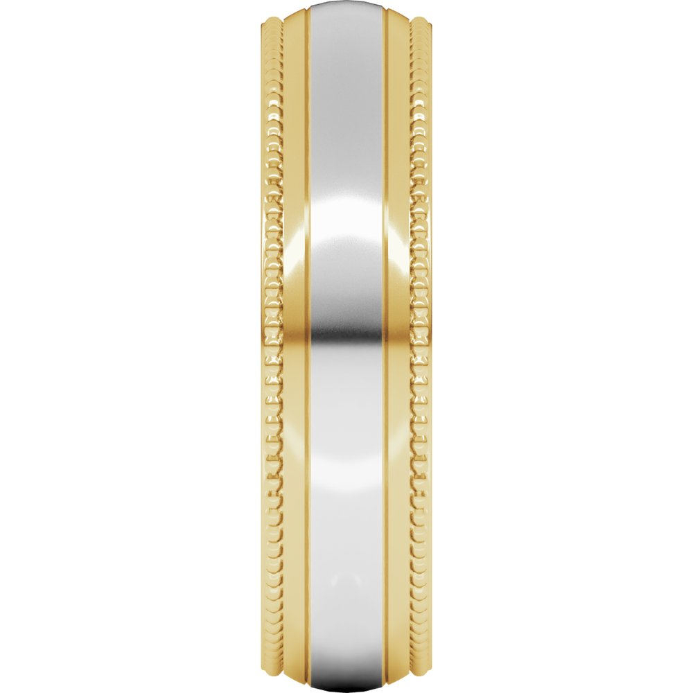 14K Yellow/White 6 mm Half Round Milgrain Comfort-Fit Band