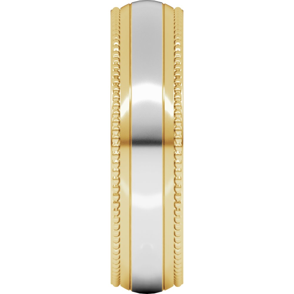 14K Yellow/White 6 mm Half Round Milgrain Comfort-Fit Band