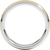 14K White/Yellow 6 mm Half Round Milgrain Comfort-Fit Band