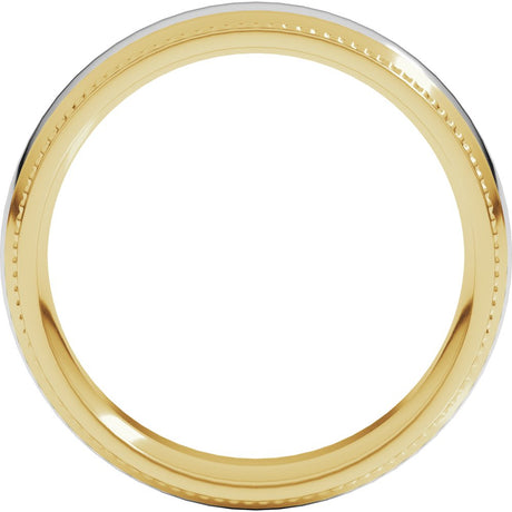 14K Yellow/White 6 mm Half Round Milgrain Comfort-Fit Band