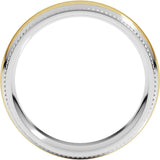 14K White/Yellow 7 mm Half Round Milgrain Comfort-Fit Band