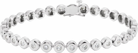 14K White Gold 2 CTW Natural Diamond Bezel-Set Line 7" Bracelet