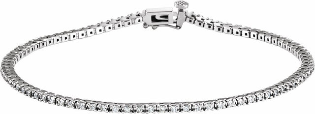 14K White Gold 7/8 CTW Natural Diamond Line 7 1/4" Bracelet